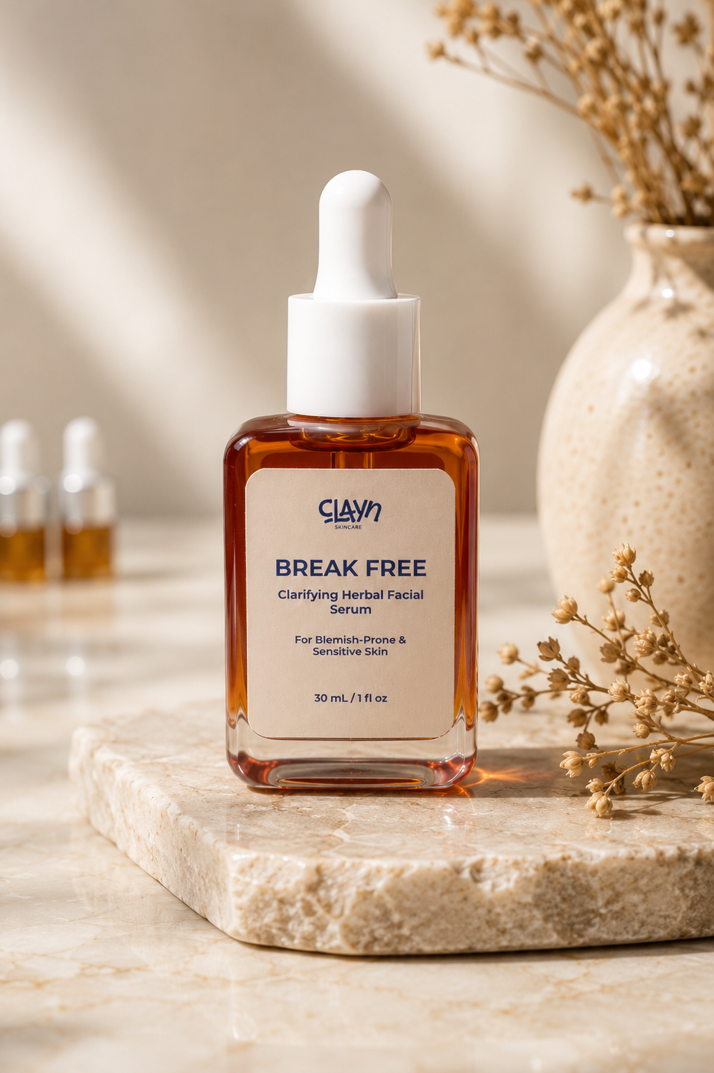 Clarifying Herbal Facial Serum | Facial Oil for Acne-Prone & Sensitive Skin | Handmade Botanical Skincare