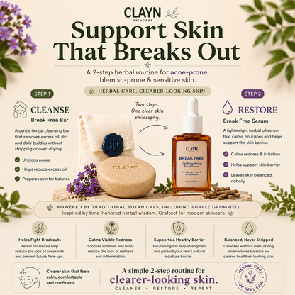 Clarifying Herbal Facial Serum | Facial Oil for Acne-Prone & Sensitive Skin | Handmade Botanical Skincare