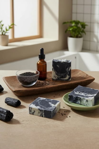 Marble — Activated Charcoal & Black Seed Soap Bar for Oily & Acne-Prone Skin