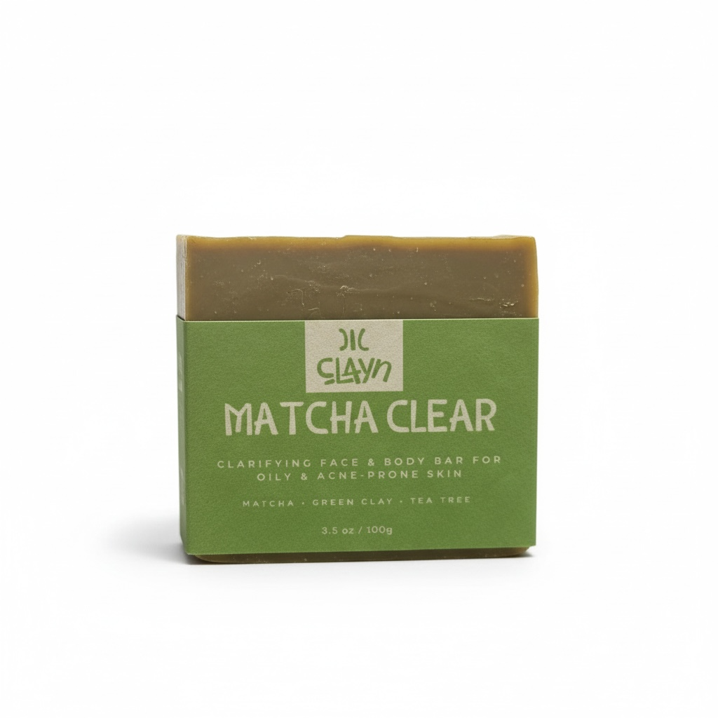 MATCHA CLEAR — Acne Clarifying Face & Body Bar | Tea Tree · Green Clay · Matcha